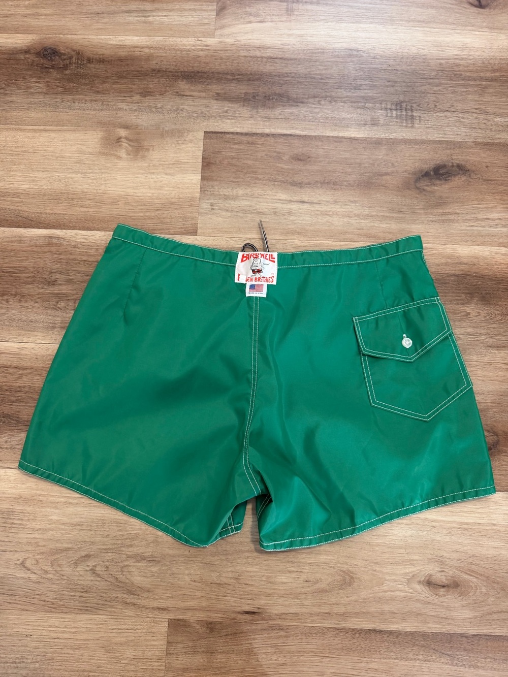 Vintage Birdwell Beach Britches Green Surf Board Shorts Made in USA 40